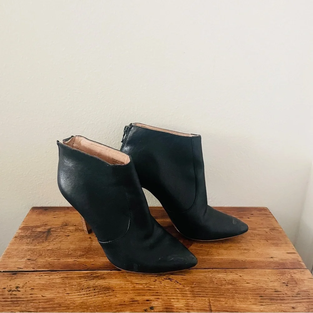 Madewell Jules Black Leather High Heel Booties